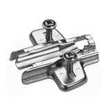 Cross mounting plate with oblong hole height adjustment, nickel plated, Hole line 37 x 32 mm, with expanding sockets (for drilling ø 5 x 12 mm), distance 0.0 mm 9071595