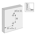 Cross mounting plate with oblong hole height adjustment, nickel plated, Hole line 37 x 32 mm, with expanding sockets (for drilling ø 5 x 12 mm), distance 0.0 mm 9071595-3