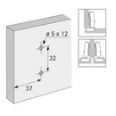 Cross mounting plate with oblong hole height adjustment, nickel plated, Hole line 37 x 32 mm, with expanding sockets (for drilling ø 5 x 12 mm), distance 0.0 mm 9071595-2
