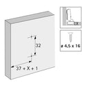 Cross mounting plate with oblong hole height adjustment, nickel plated, Hole line 37 x 32 mm, for screwing on, distance 0.0 mm 9071575-3
