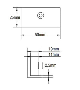 Square No Drill Clamp Chrome - 0