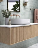 Vanity 600mm - Wall Hung - Cove Fluted Feature in Oak finish-5