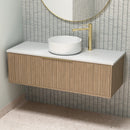 Vanity 600mm - Wall Hung - Cove Fluted Feature in Oak finish-1