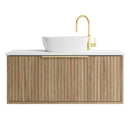 Vanity 600mm - Wall Hung - Cove Fluted Feature in Oak finish-7
