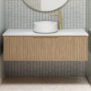 Vanity 600mm - Wall Hung - Cove Fluted Feature in Oak finish-6