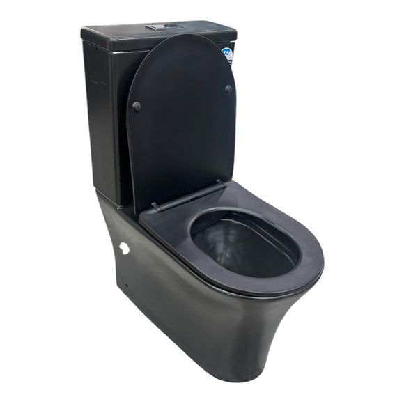 Imperial Two-piece Rimless Modern Toilet | Matte Black | Round