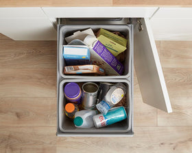 Dual 18 L pull-out kitchen waste bin in 350 mm cabinet — 36 L total capacity with soft-close runners