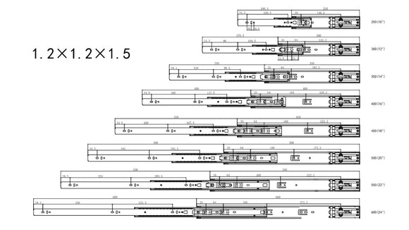 Push To Open Ball Bearing Runner 350mm - Black
