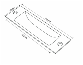 Black Flush Pull Handle 33mm - 0