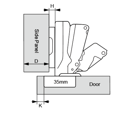 Cold Rolled Steel Plate Hydraulic Hinge | Half Overlay | NTF-175°