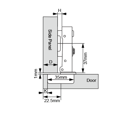 Stainless Steel Hydraulic Hinge | Full Overlay | NTF-A6-31