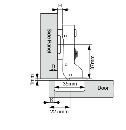 Stainless Steel Hydraulic Hinge | Half Overlay | NTF-A6-31