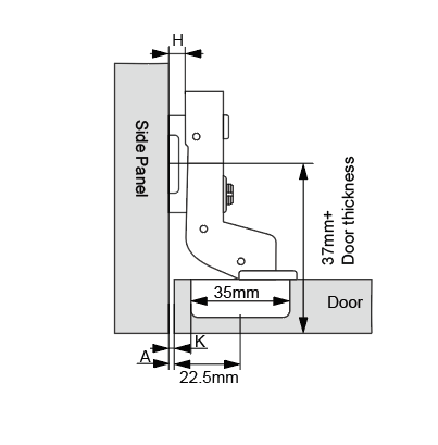 Stainless Steel Hydraulic Hinge | Insert | NTF-A6-31
