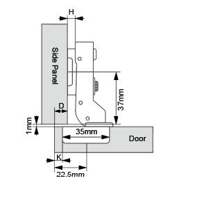Stainless Steel Hydraulic Hinge | Half Overlay | NTF-A17-12