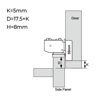 Stainless Steel Hydraulic Hinge | Half Overlay | NTF-218