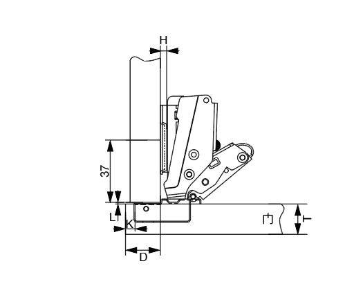 Aluminum Frame Hinge | Full Overlay | NTF-165°
