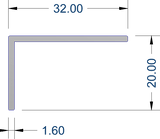 32mm x 20mm Aluminium Angle - Imperial Glass and Timber