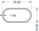 Oval Hanger Rail 15mm x 30mm x 3m - Imperial Glass and Timber