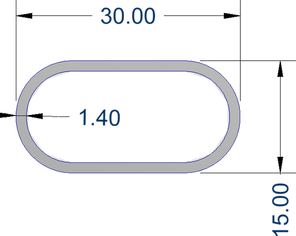 Oval Hanger Rail 15mm x 30mm x 3m - Imperial Glass and Timber