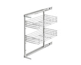 Pantry Wire Roll Out For 200mm Cabinet | 2 Chrome Baskets & Grey Frame | Will Fit 150mm Opening