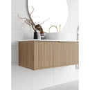 Vanity 600mm - Wall Hung - Cove Fluted Feature in Oak finish-10