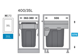 Pull out bins -400mm cabinet - 0