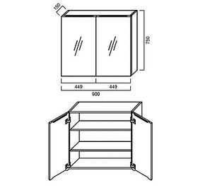 Pencil-Edged Shaving Cabinet 900x750 mm - Imperial Glass and Timber