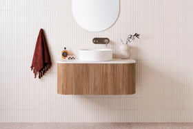 Prime Oak Curved Wall Hung Vanity
